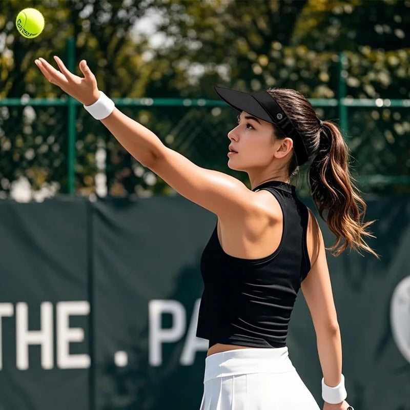 Wander Running Sun Visor Hats Wide Brim UV Protection Sports Golf Tennis Elastic Band Mesh Cap for Women - Image 4